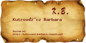 Kutrovácz Barbara névjegykártya